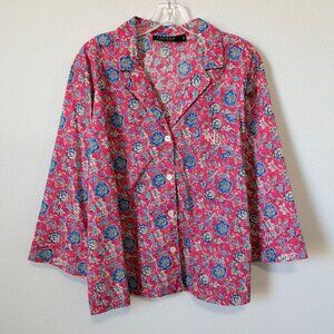 LAUREN Ralph Lauren Long Sleeve Button Up Floral Pajama Shirt Women's Size L